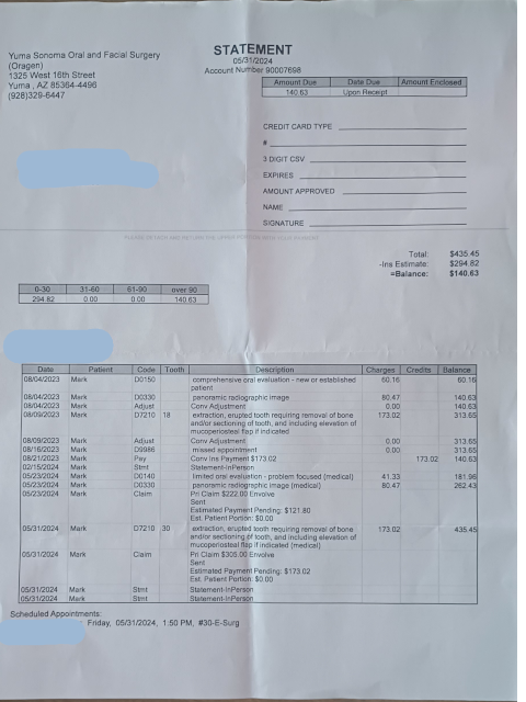 THE BILL at Yuma Sonoma Oral and Facial Surgery.